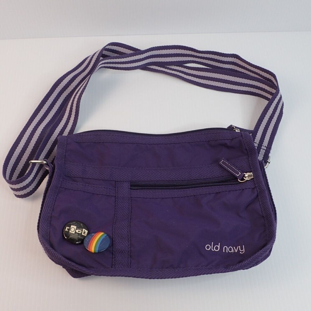 Old Navy Nylon Crossbody Messanger Bag Purple Purse 2004